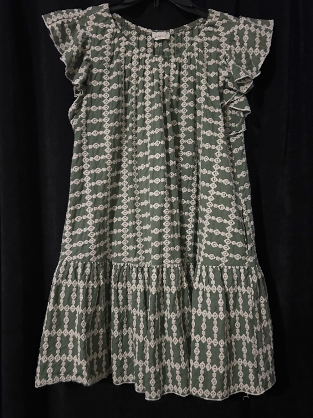 BUCKETLIST Green Patterned Ruffle Sleeve Dress